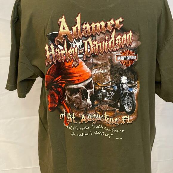 2012 Harley Davidson Adamer of St. Augustine Motorcycle Green T-Shirt Size XL - Picture 4 of 8